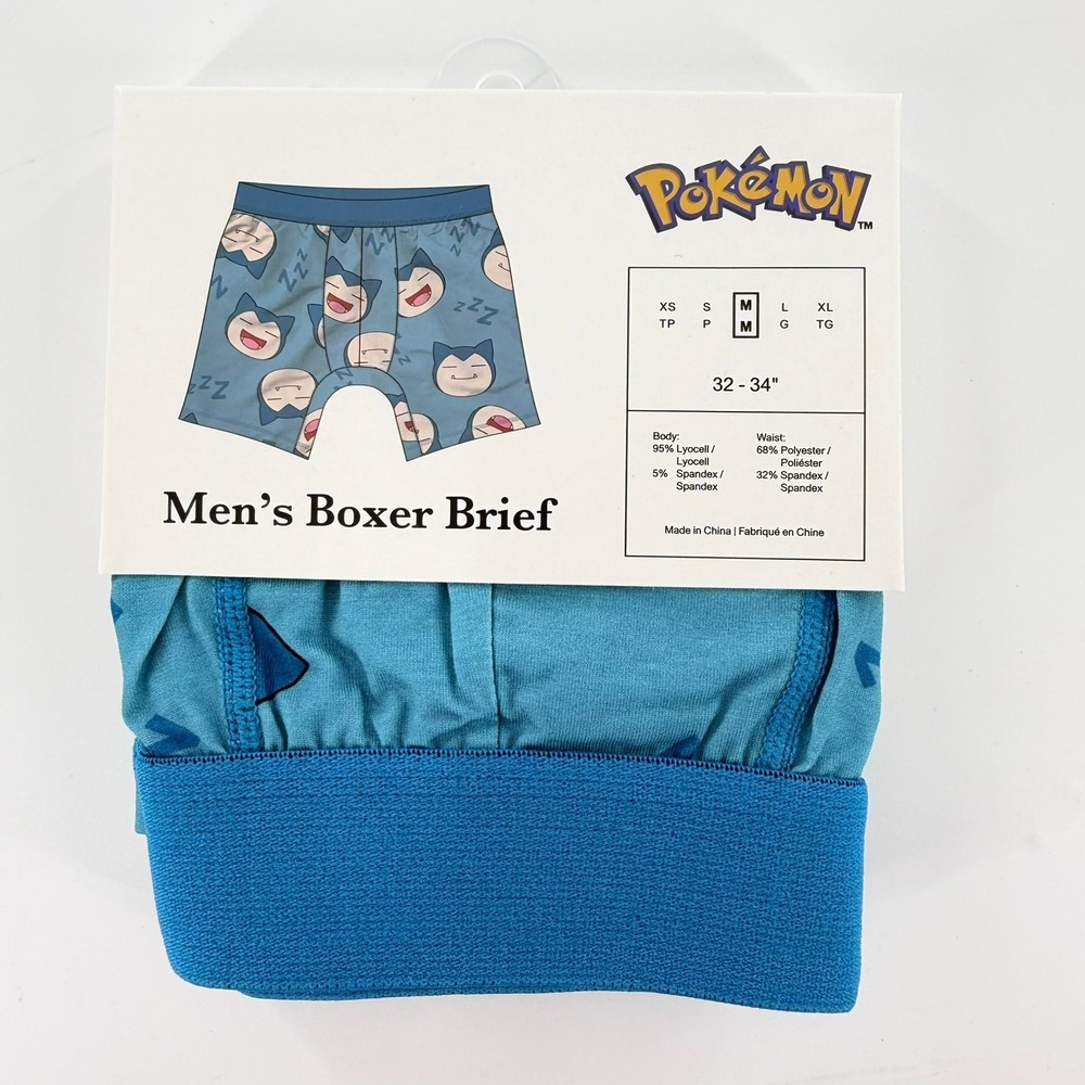Bioworld Pokemon Snorlax Boxer Briefs Mens Size Medium Blue Character Print